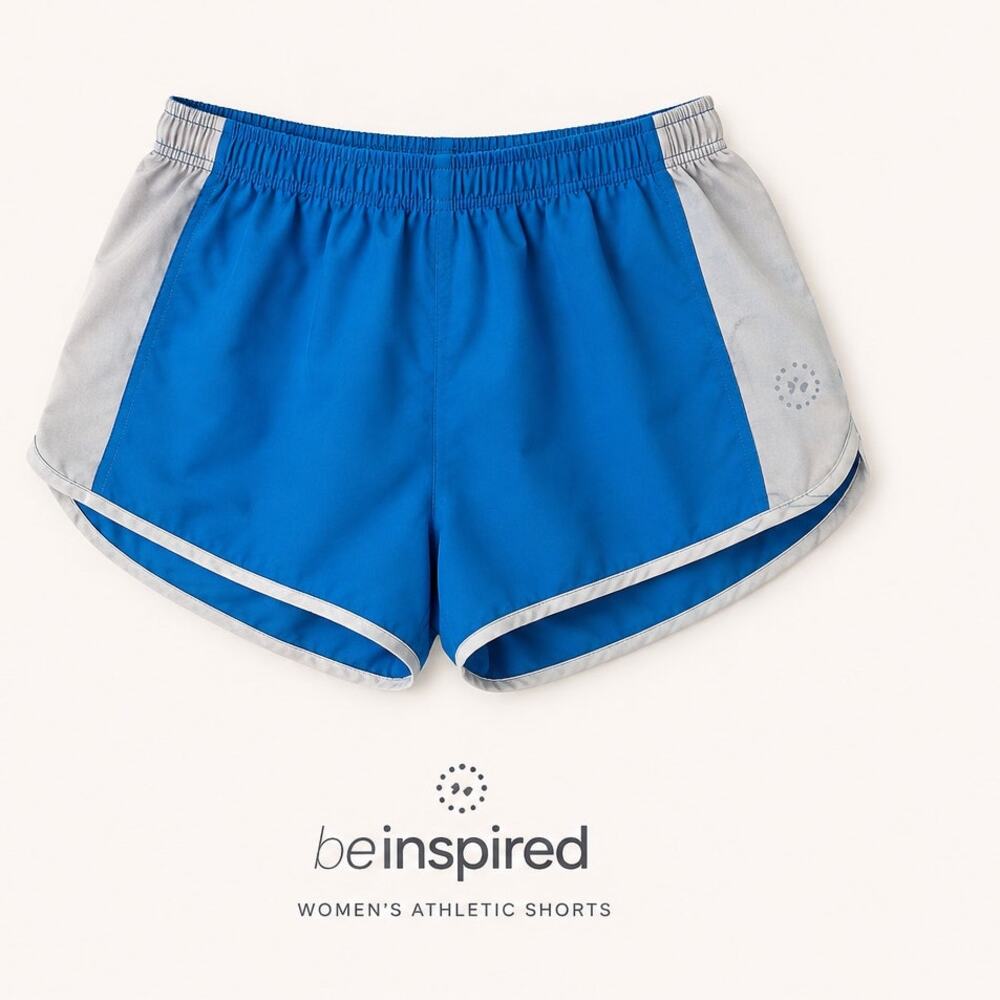 Be Inspired Womens Running Shorts Blue Gray Athletic Lined Activewear Size M